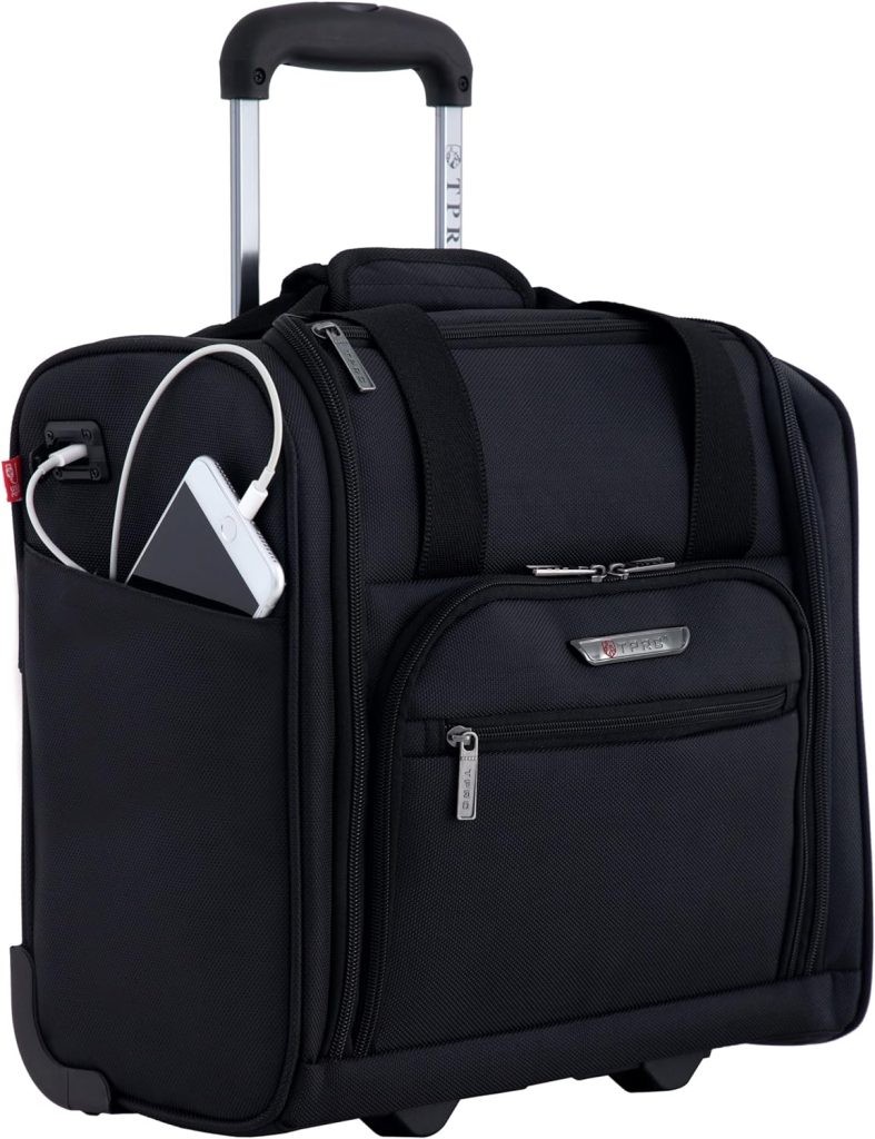 
TPRC Smart Under Seat Carry-On Luggage with USB Charging Port, Black, Underseater